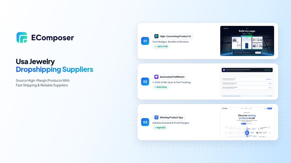 Top 15 USA Jewelry Dropshipping Suppliers for 2026 - EComposer Guide