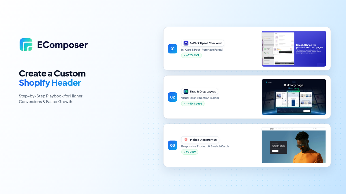 How to create a custom Shopify header section - EComposer Guide