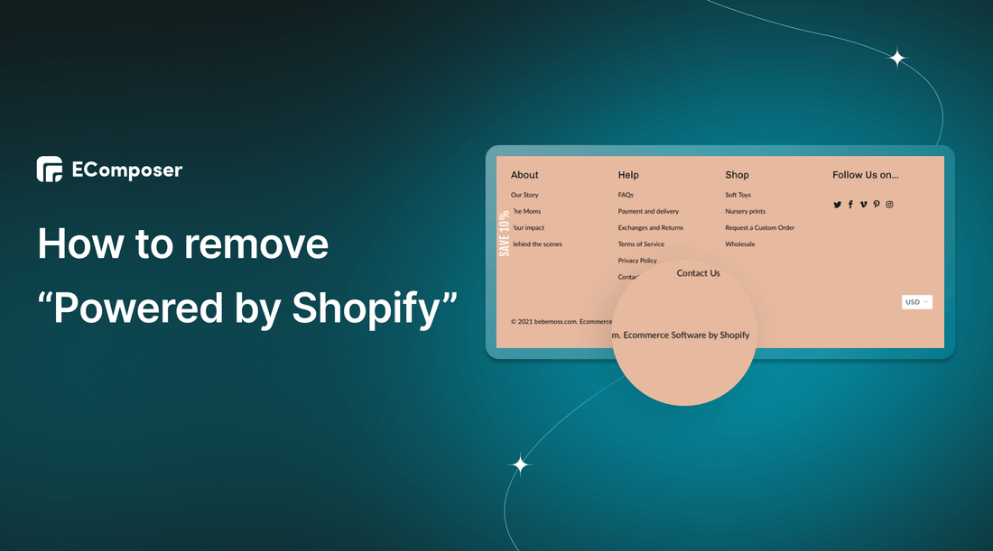 How to remove “Powered by Shopify” from Footer 2023 - EComposer Visual Page Builder