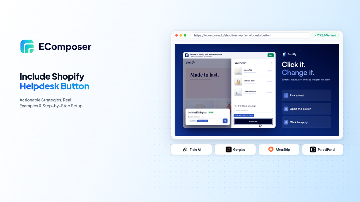 How to include Shopify Helpdesk button in your stores - EComposer Guide